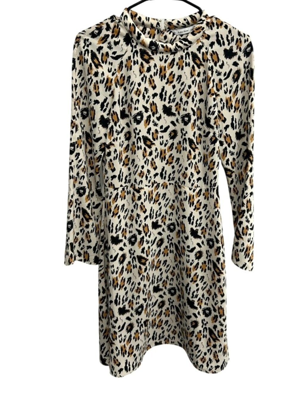 & Other Stories 6 Leopard Print Long Sleeve Mock Neck Mini Dress Y2K Grungecore